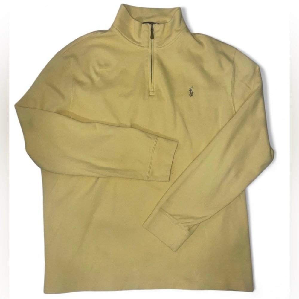 Polo Ralph Lauren Yellow Spring Summer Quarter Zip Sweater Size XL